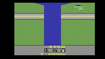 Six sequential frames from the 1982 arcade game 'Air Defender' show a player's score increasing from 4750 to 4900, then…
