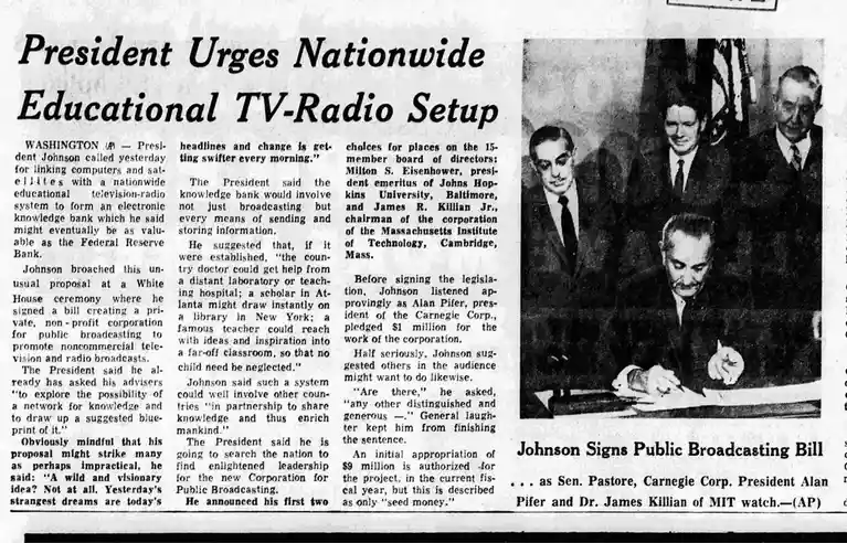 Lyndon B. Johnson Signs the Public Broadcasting Act: A Milestone for Media on November 7, 1967