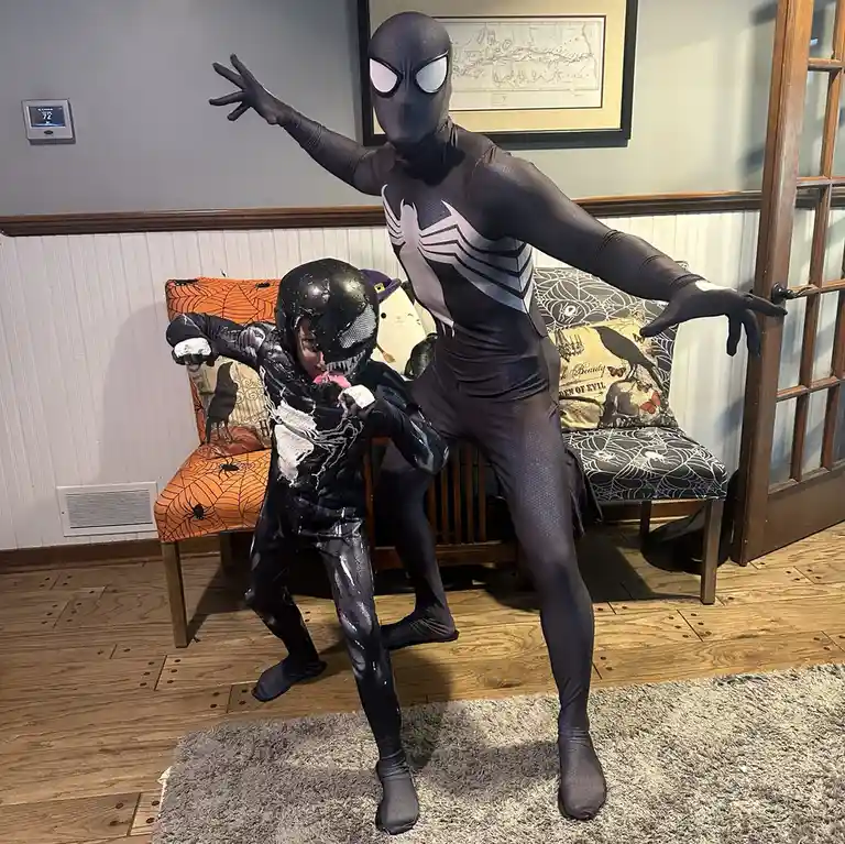 Halloween Transformation: My Son and I as Venom and Spider-Man