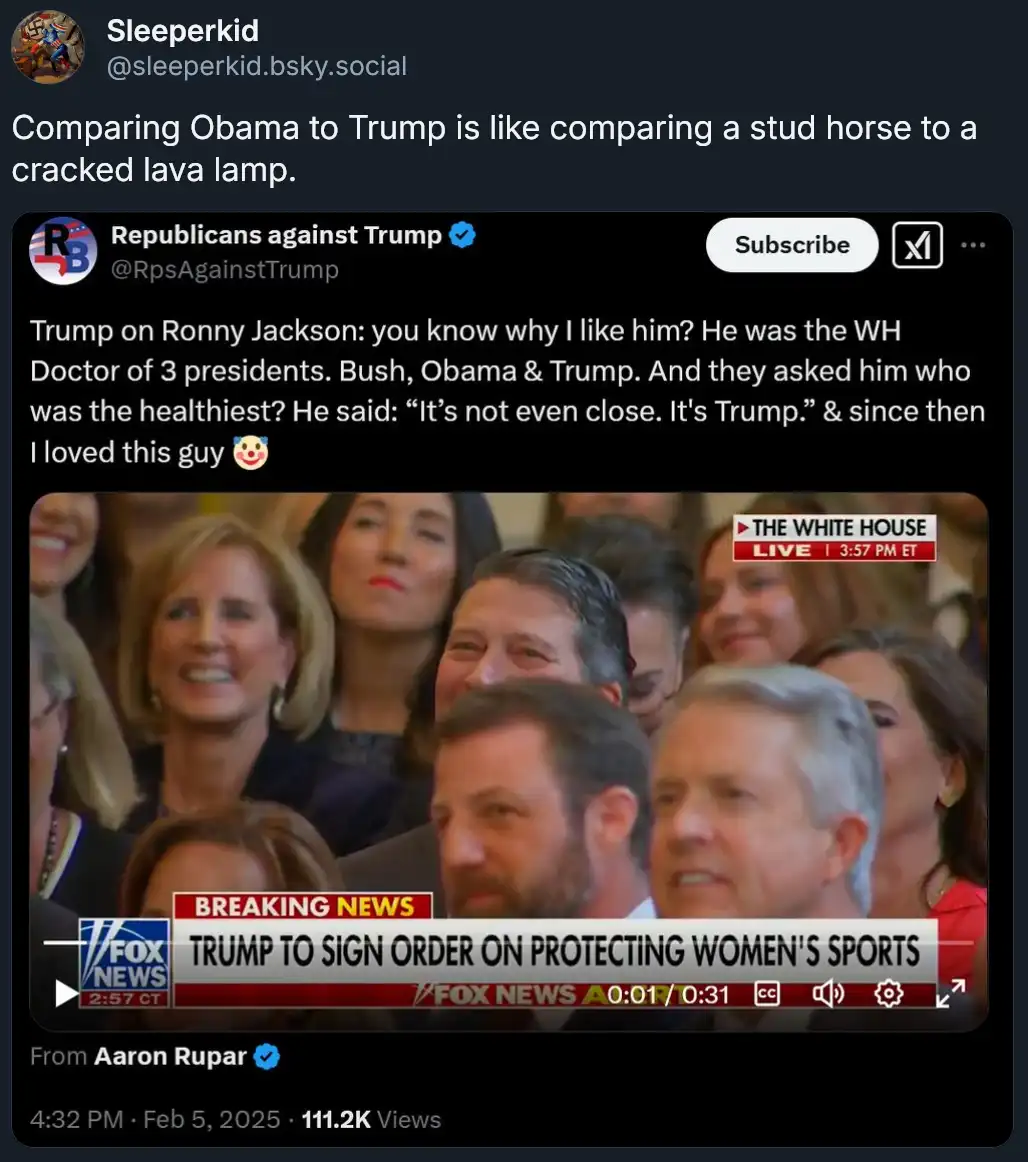 A screenshot of a Twitter post by 'Sleeperkid' that includes a Fox News video clip. The video shows a crowd at The White…
