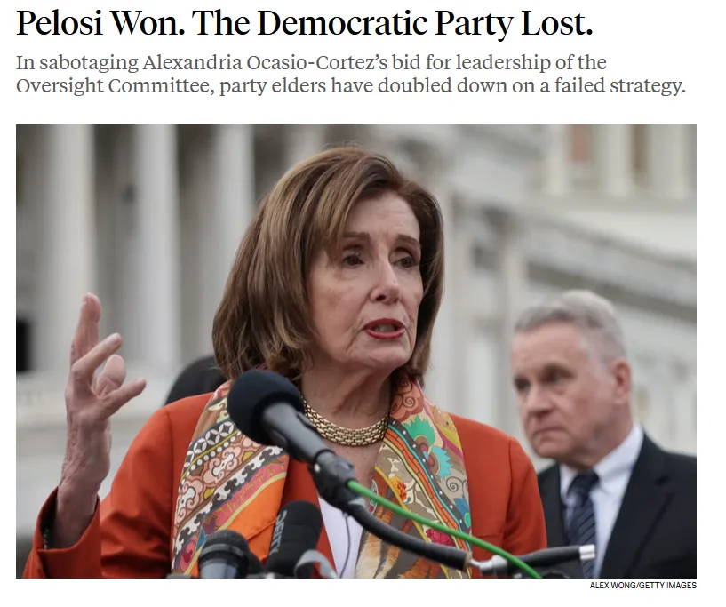 A photo of Nancy Pelosi speaking at a podium with a microphone, gesturing with her right hand, while a man in a suit stands…