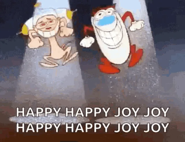 The image shows two cartoon characters, one with a white face and blue nose, the other with a red face and blue nose…