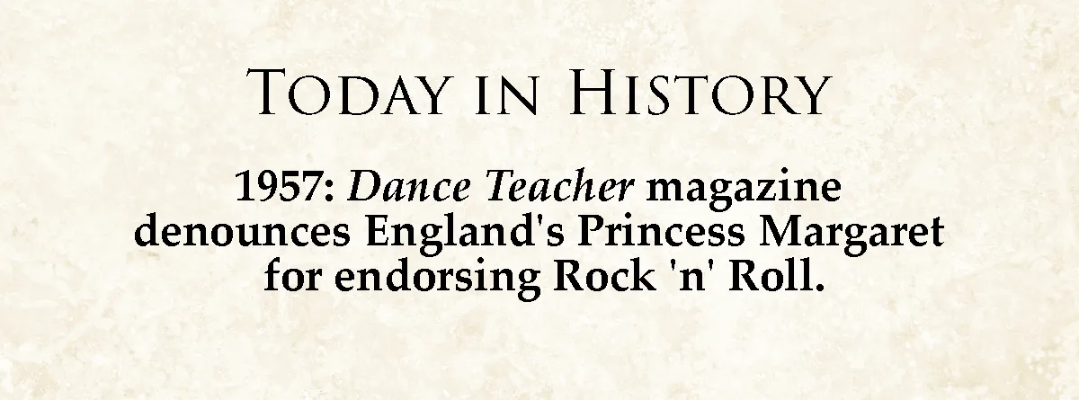 The image displays a beige, parchment-textured background with black serif text. The top line reads 'TODAY IN HISTORY'…