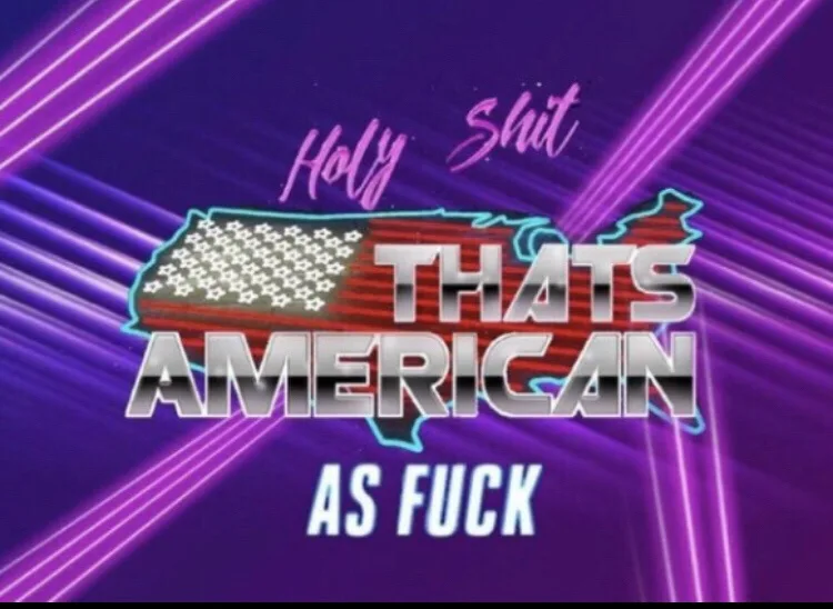 A graphic with a purple background and neon purple lines features the outline of the United States filled with an American…