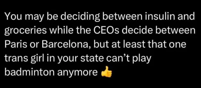 A black background with white text that reads: 'You may be deciding between insulin and groceries while the CEOs decide…