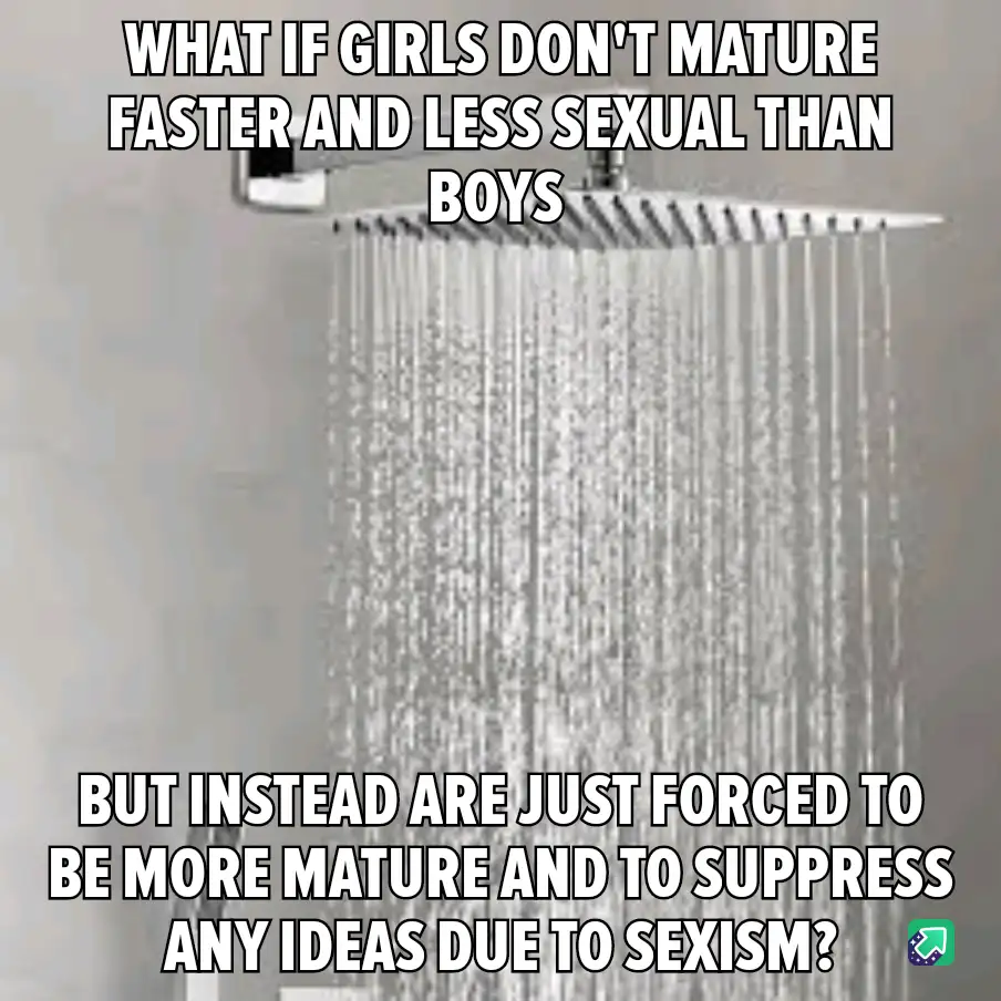 A grayscale image of a shower head with water falling in streams. Overlaid text in bold white font asks a rhetorical…