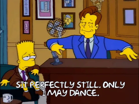 The image shows a six-panel comic strip from The Simpsons. In each panel, Bart Simpson sits in a chair across from a man in…
