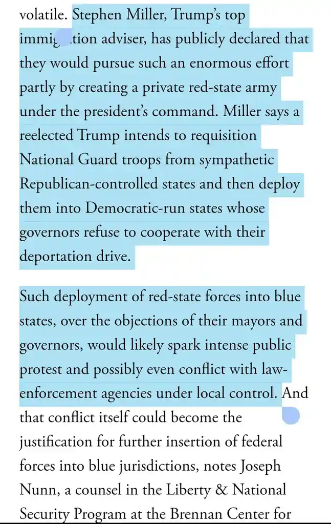 The image displays a screenshot of a news article with two highlighted text blocks in light blue. The first block discusses…