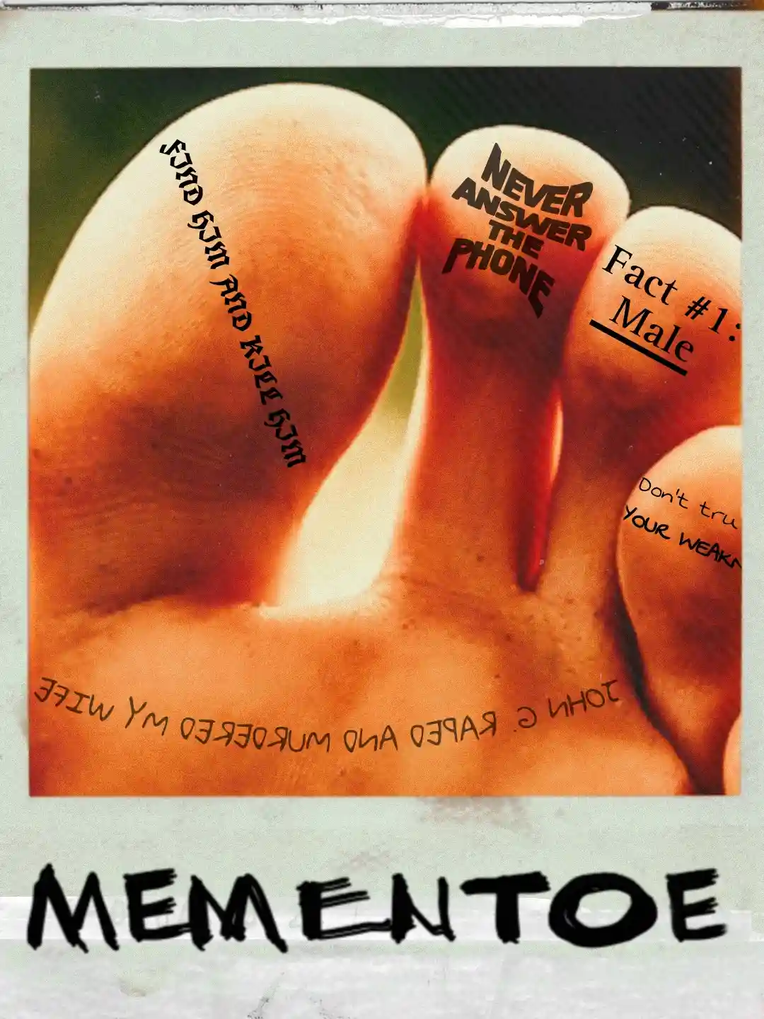 A close-up image of a hand with fingers spread, overlaid with bold, stylized text. The text includes phrases like 'Fact #1…