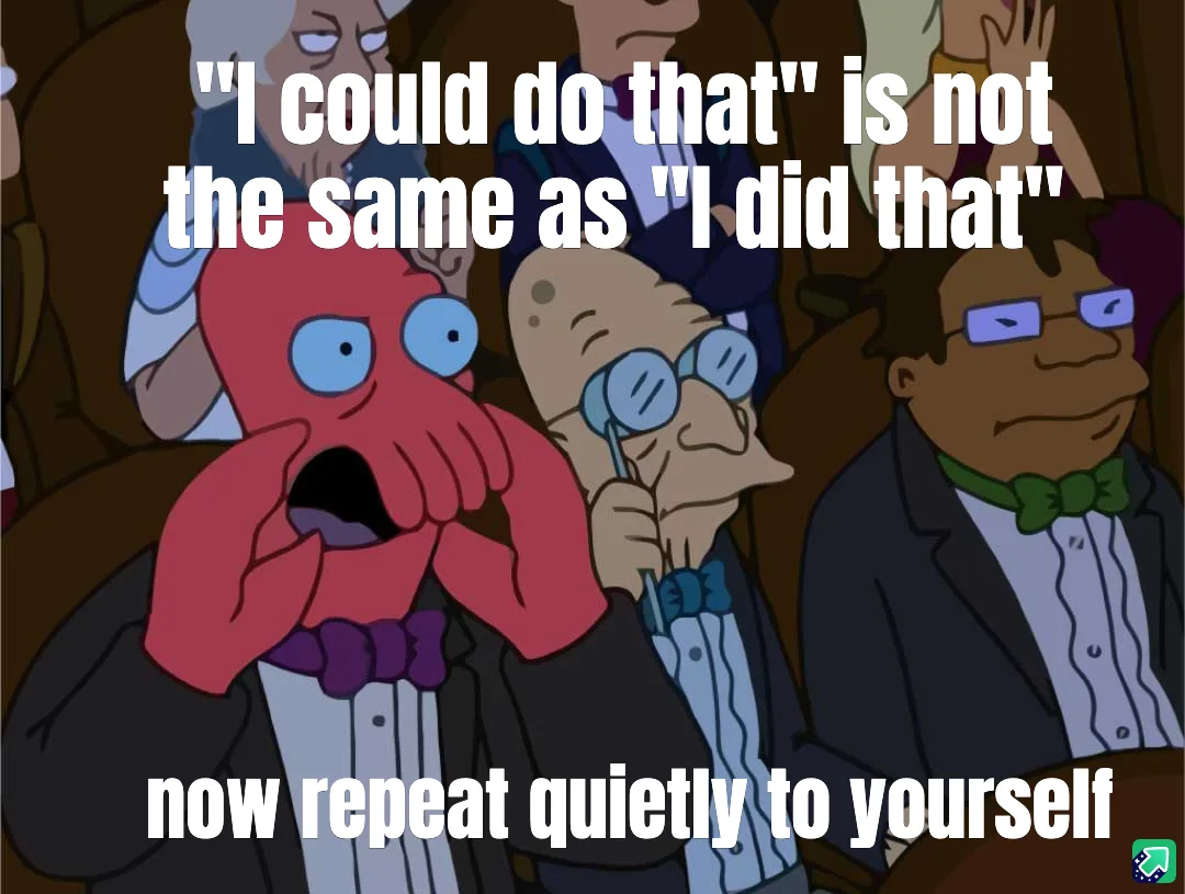 A cartoon image shows a red octopus-like character with wide eyes and hands over its mouth, looking shocked, seated in an…