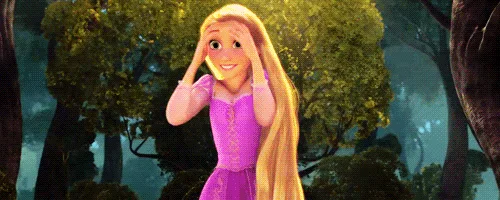 A sequence of frames from Disney's Tangled shows Rapunzel in a forest, initially covering her face with her hands as if…