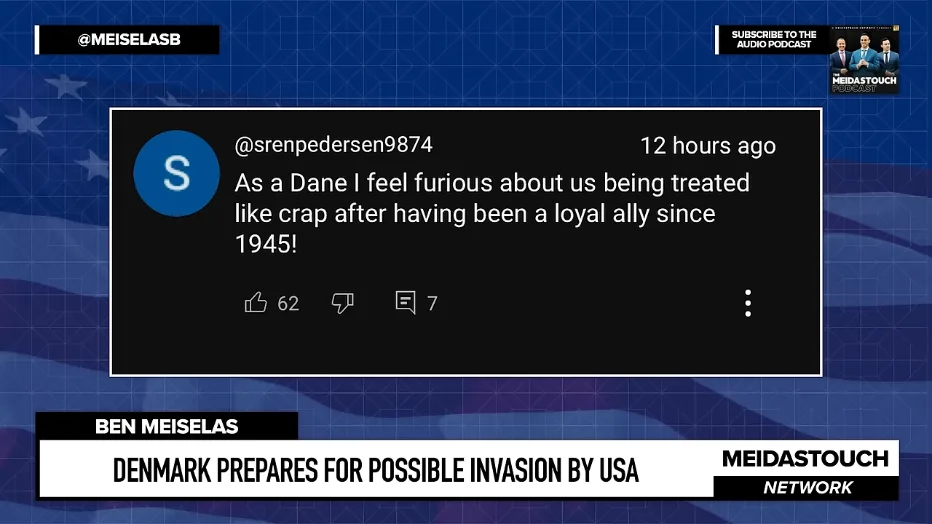 A screenshot of a tweet from user @srenpedersen9874, posted 12 hours ago, expressing fury as a Dane about being treated…