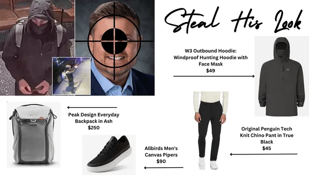 A composite image displays a man with a target reticle over his face, alongside security footage of a person in a similar…