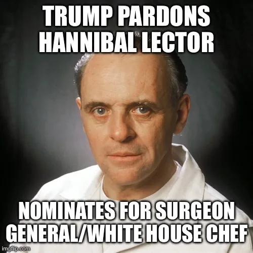 A still image of actor Anthony Hopkins as the character Hannibal Lecter from 'The Silence of the Lambs', wearing a white…