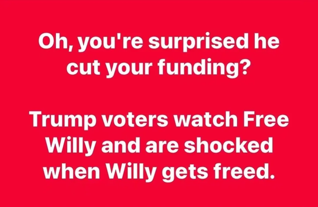 A solid red background with bold white text in two paragraphs. The top paragraph reads 'Oh, you're surprised he cut your…