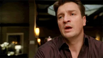 A six-panel sequence shows actor Nathan Fillion in a dimly lit room, starting with him speaking and gesturing, then…