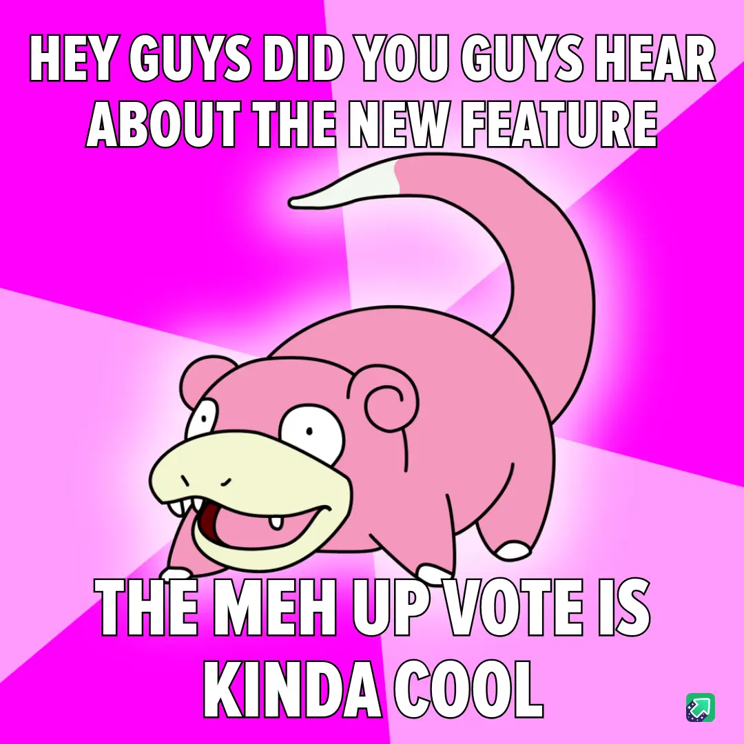 A pink cartoon Pokémon named Slowpoke is shown against a bright pink and magenta background with radiating lines. The text…