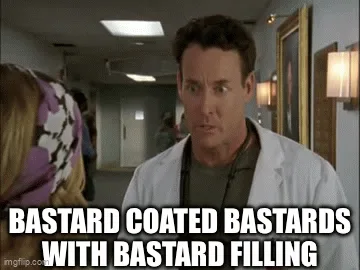 Six identical panels show actor Kevin Conway as a doctor in a hospital hallway, looking progressively more disgusted or…