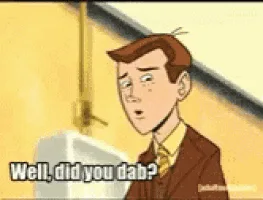 A six-panel comic strip from the animated series 'The Spectacular Spider-Man' shows two male characters in a men's restroom…