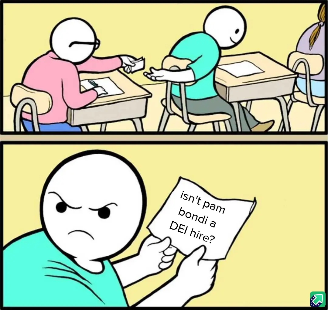 The top panel shows two stick figures in a classroom, one in pink handing a note to another in teal. The bottom panel shows…
