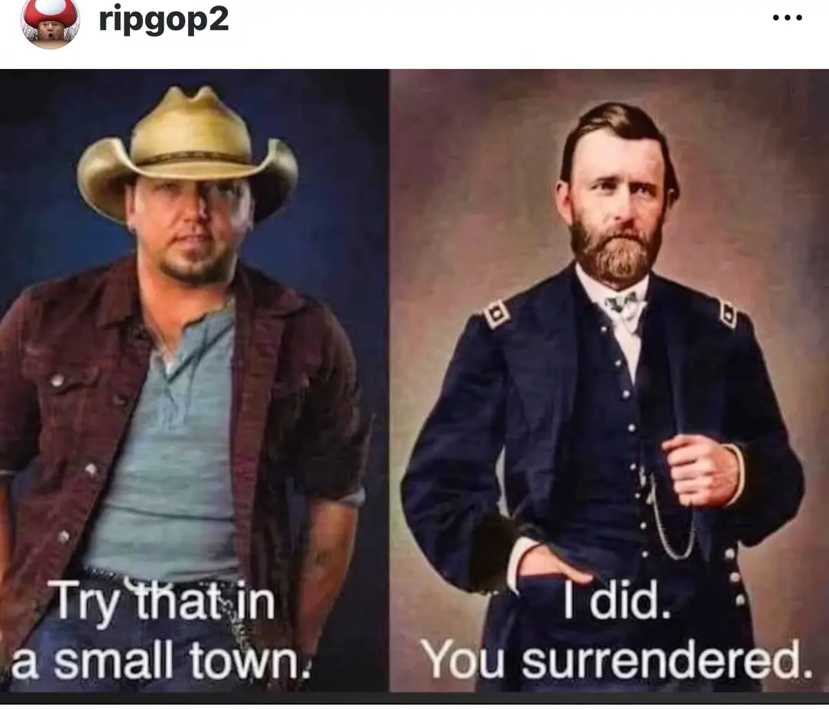 The image is split into two panels. The left panel shows a man in a cowboy hat and casual clothes with the text 'Try that in…