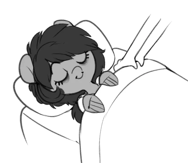 A black-and-white cartoon shows a girl with dark hair and ears sleeping in a car seatbelt. The image is repeated three…