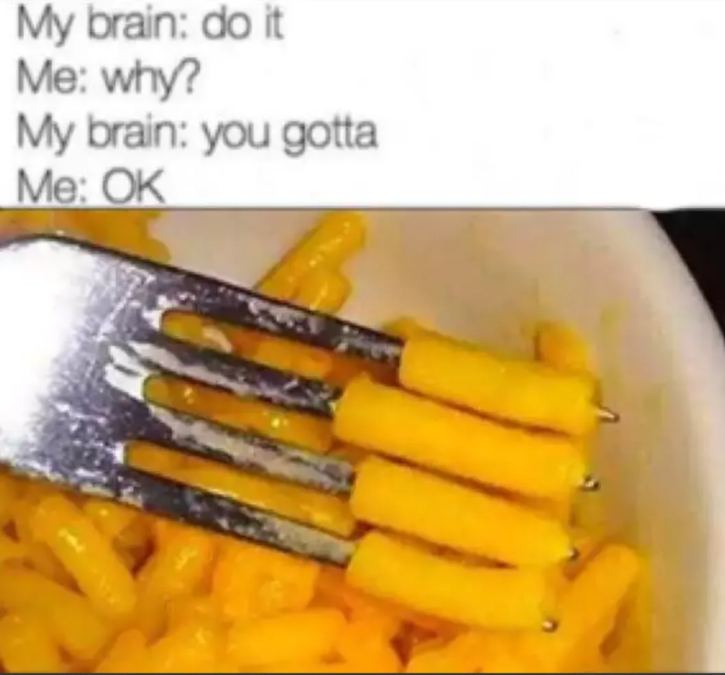 A close-up image of a fork spearing several pieces of macaroni and cheese from a white bowl. Overlaid text in a simple black…