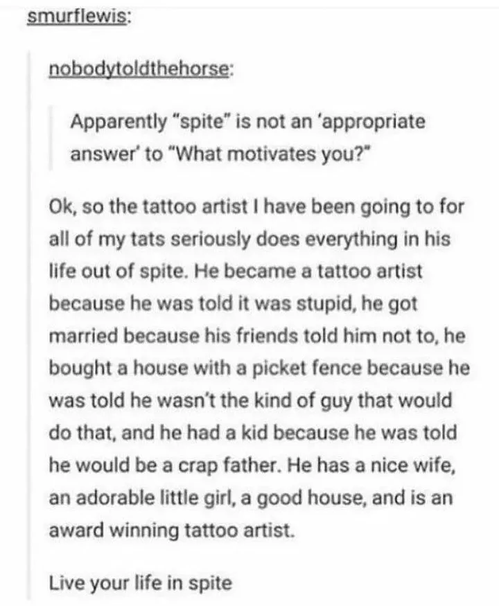 I Can Achieve Anything Through Spite That Empowers Me