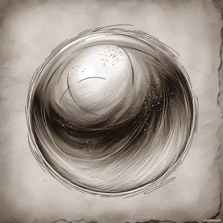A sepia-toned, sketch-style drawing of a sad, teardrop-shaped face with a downturned mouth and a single tear falling from…