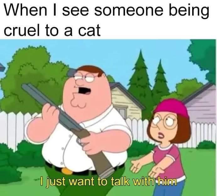 A cartoon image shows Peter Griffin from Family Guy holding a shotgun with a shocked expression, while Lois Griffin stands…