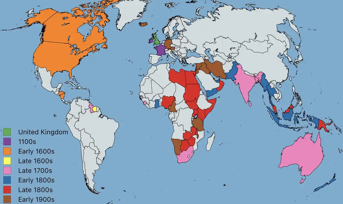 A look back at the early days of British rule across various countries