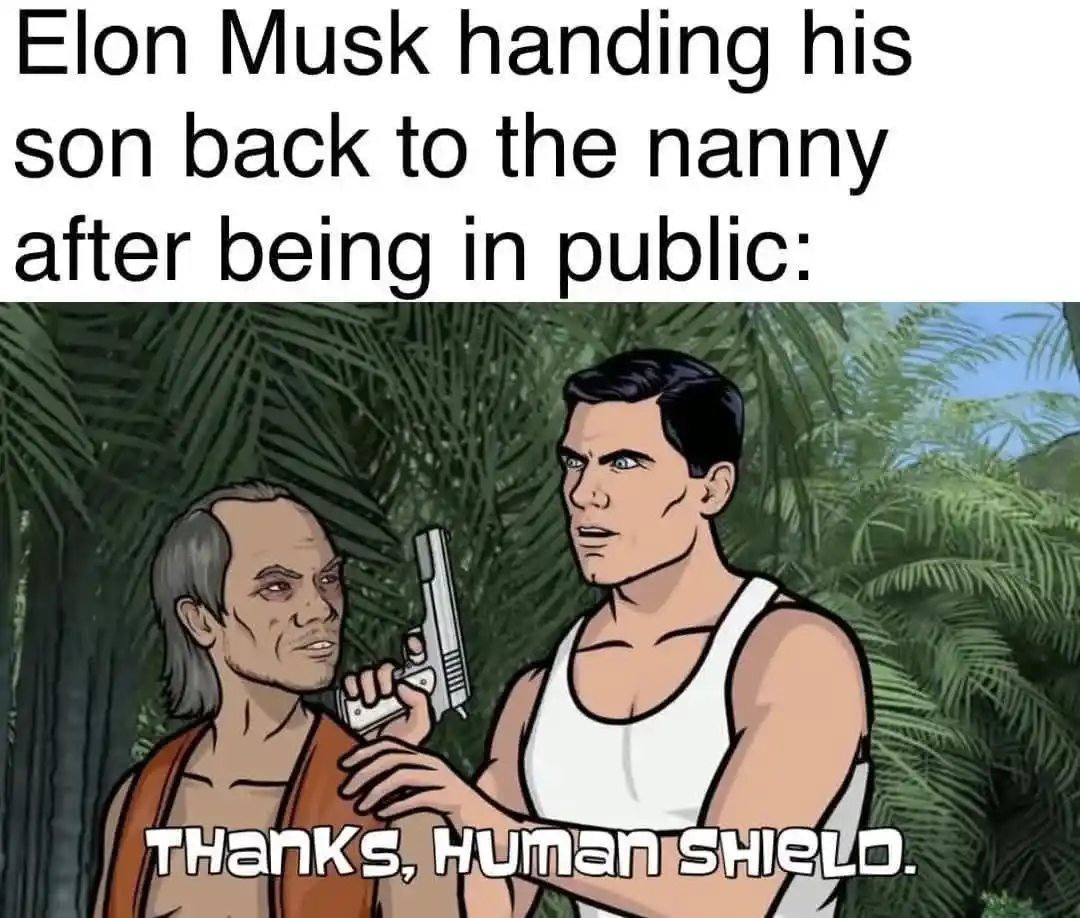 An image from a cartoon depicts a muscular man in a white tank top holding a gun to the neck of a man with gray hair and an…