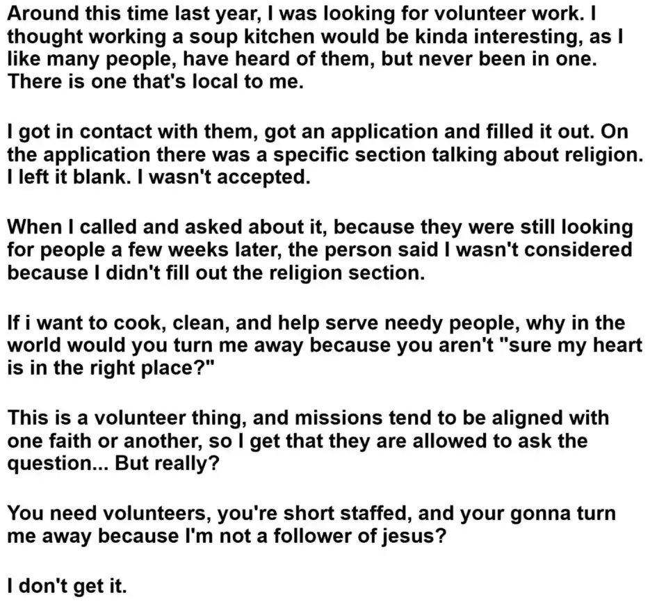 The image is a plain white background with black text formatted as a personal narrative. The text recounts a person's…
