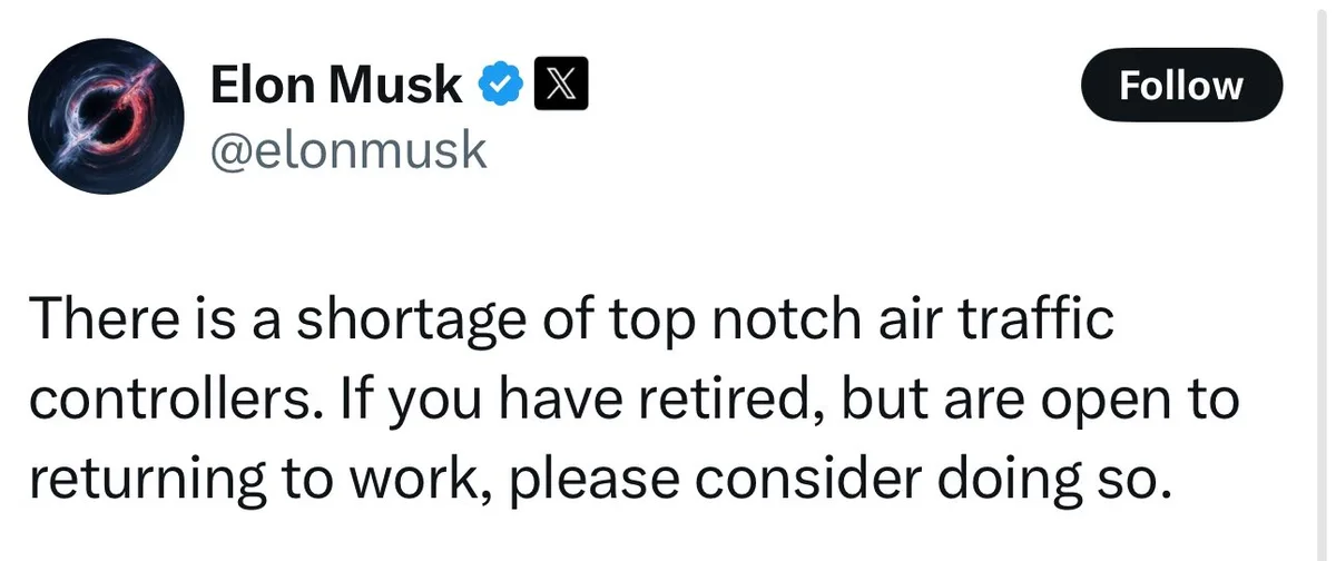 A screenshot of a tweet from Elon Musk's verified X account, featuring his profile picture and the text: 'There is a…