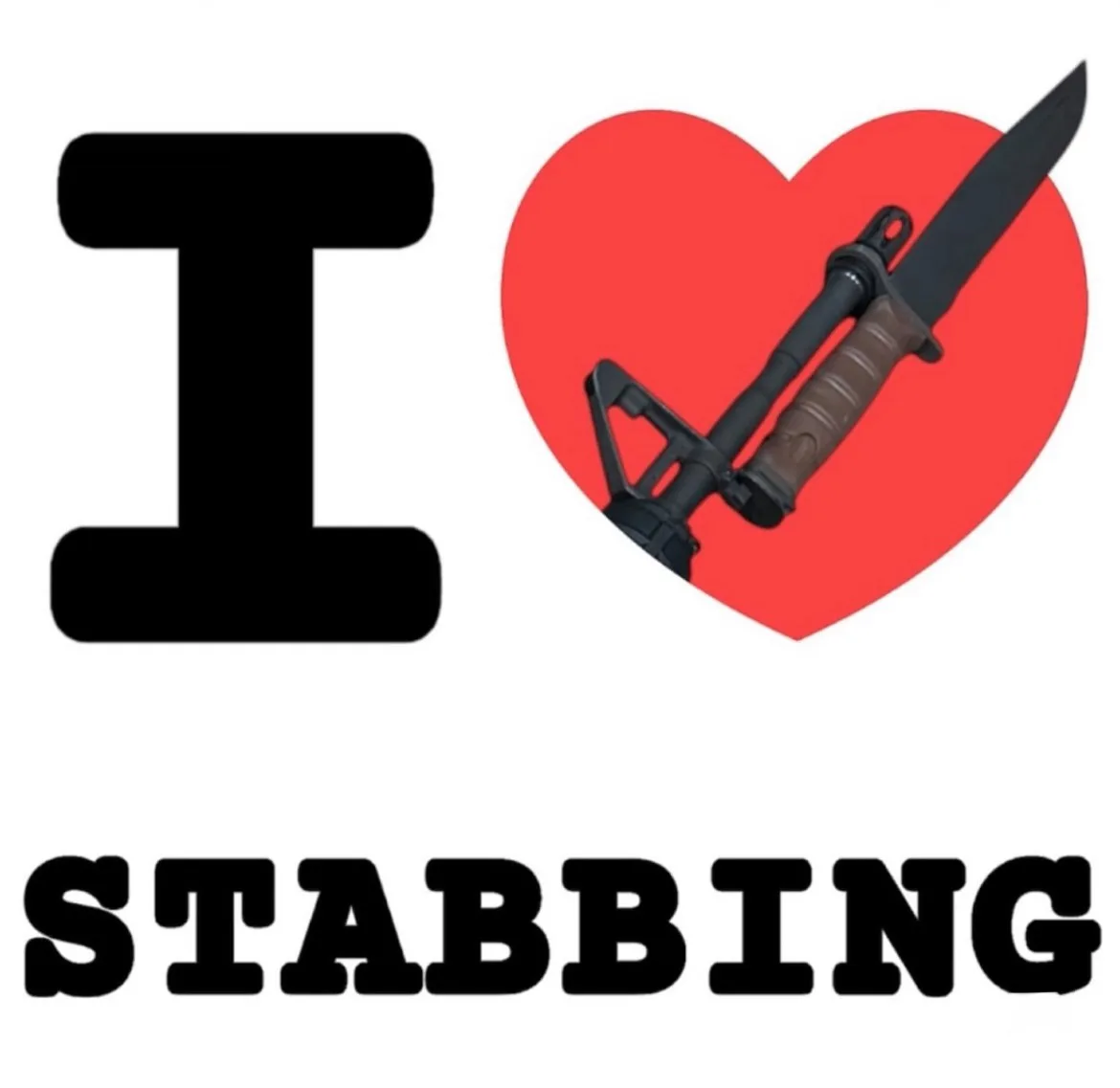 The image displays a classic 'I love...' meme format with a large black letter 'I' followed by a red heart symbol that…