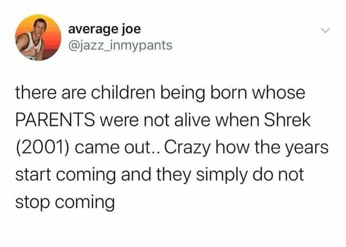 A screenshot of a tweet from a user named 'average joe' with a profile picture of a man in a tank top against a sunset. The…