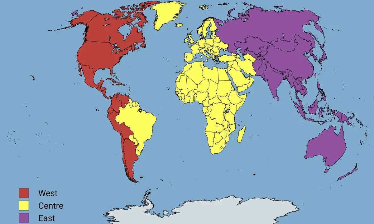 Mapping the World: East, Center, and West