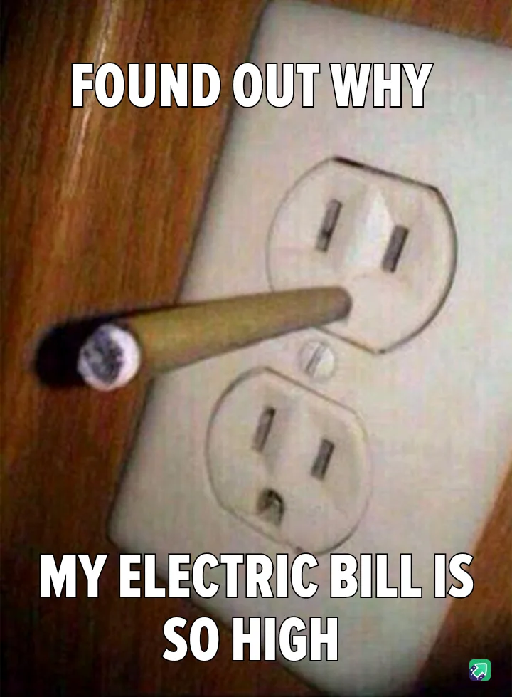 A close-up photo shows a cigar inserted into an electrical outlet, with bold white text overlaid at the top reading 'FOUND…