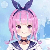 A six-panel grid shows an anime girl with pink hair and a blue bow smiling in various ways, from neutral to laughing. The…