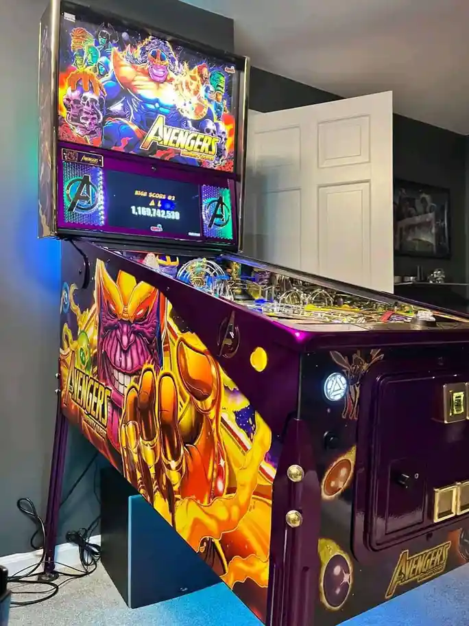 Experience the Marvel Universe like never before with the Avengers Pinball Machine!