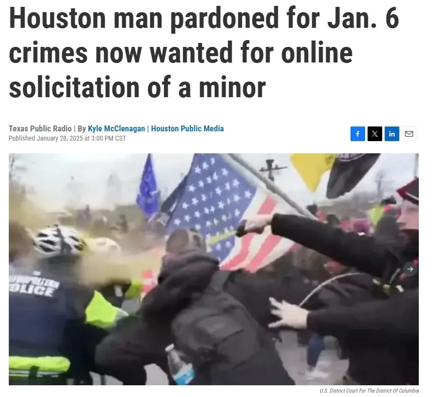 A screenshot of a news article from Texas Public Radio shows a chaotic protest scene with police and protesters. A person in…