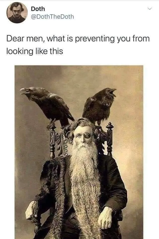 A sepia-toned vintage photograph shows an elderly man with a long white beard and a monocle, seated in an ornate chair. Two…