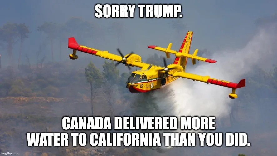 A yellow and red firefighting aircraft, marked with the number 12, is shown in mid-air releasing a large stream of water…
