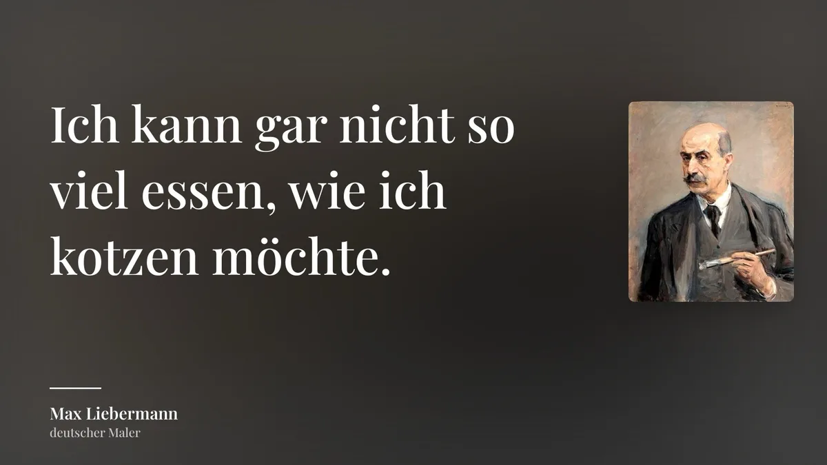 A dark gray background features a portrait of a balding man with a mustache holding a paintbrush, identified as German…