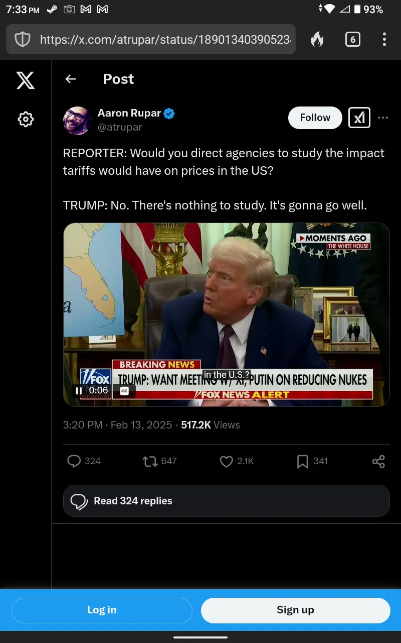 A screenshot of a Twitter post by Aaron Rupar showing a video clip of Donald Trump during a press conference. The video…