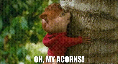 A sequence of six panels shows the animated chipmunk Alvin from 'Alvin and the Chipmunks' clinging to a tree trunk. In the…