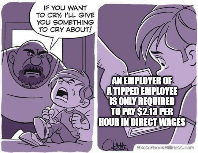 The image is a two-panel comic. The left panel shows a large, angry man yelling at a small, crying child who is sitting on…
