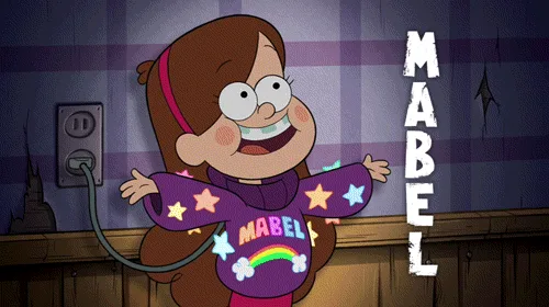 The image shows the animated character Mabel Pines from Gravity Falls, depicted in three identical panels in the top row and…