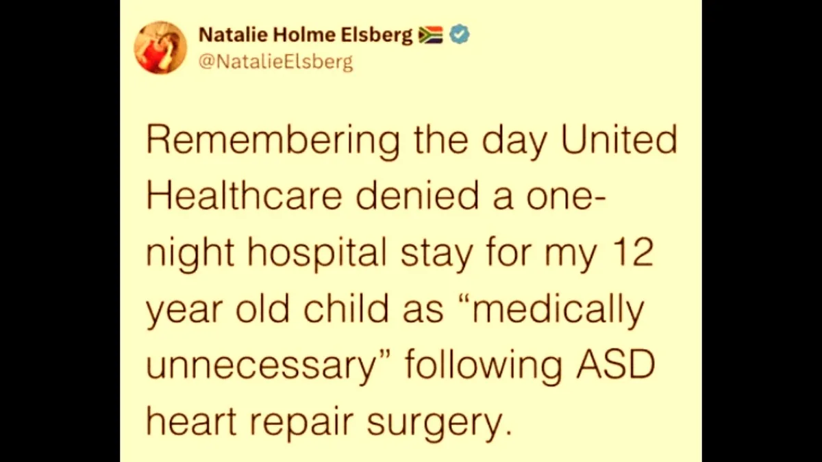 A screenshot of a tweet by Natalie Holme Elsberg (@NatalieElsberg) with a pale yellow background and dark brown text. The…