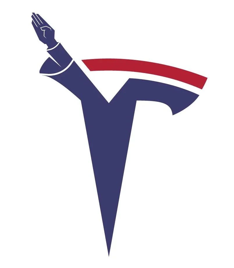 a stylized logo featuring a dark blue letter 'T' with a raised hand at the top left and a red horizontal stripe across the…